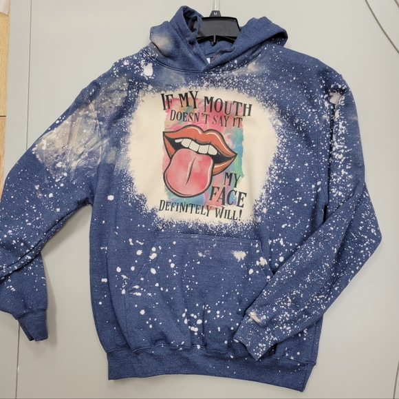 Gildan Tops New Bleached Sublimated Hoodie Poshmark